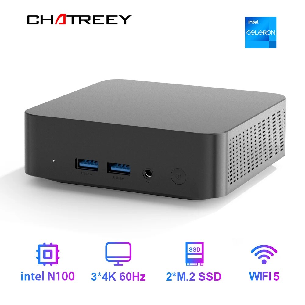 Chatreey T9 ̴ PC  Alder Lake N100,  11, ʼ  ǻ,  SSD, Ǯ  C Ÿ, 4K, 60Hz, RGB